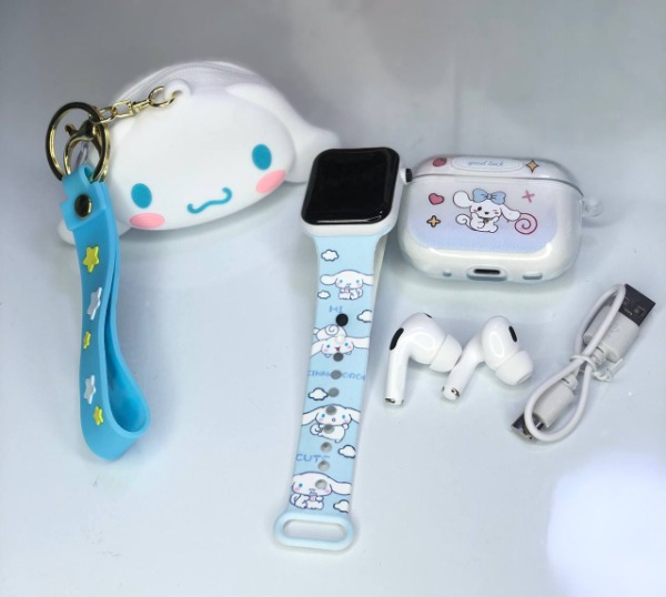 طقم ايربودز وساعه وبوك صغير