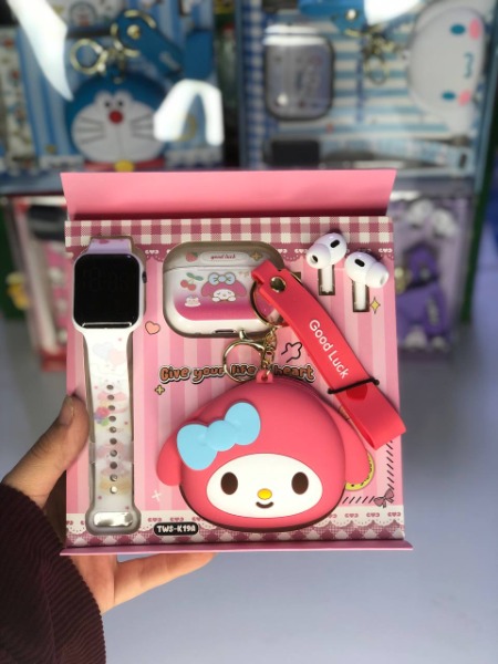 طقم ايربودز وساعه وبوك صغير